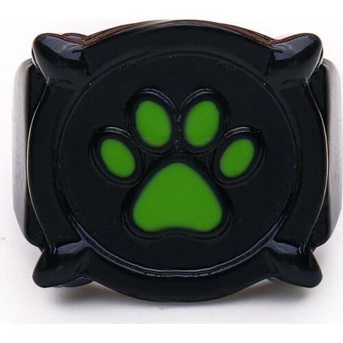 New 6-12 Size Dog Cat Noir Ring Cartoon Green Paw Print Black Rings for Men and Women Kids Birthday Party Jewelry Christmas Gift