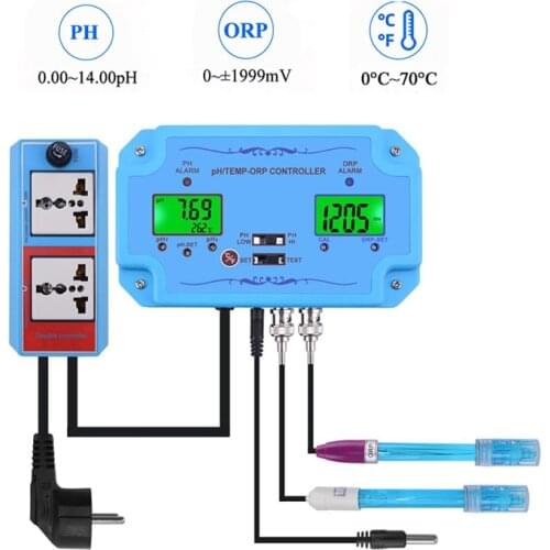 3 in 1 Online PH ORP Controller High Precision Water Quality Analyzer Replaceable BNC Probe Water Treatment PH ORP TEMP Monitor