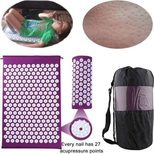Massager Cushion Massage Yoga Acupressure Mat Relieve Stress Back Body Pain Spike Mat Acupuncture Relief Mat with Pillow