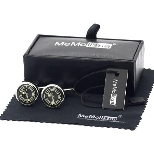 MeMolissa Display Box Cufflinks Classic Round Cufflink Oil Meter Model Design French Mens Cufflinks Free Tag & Wipe Cloth