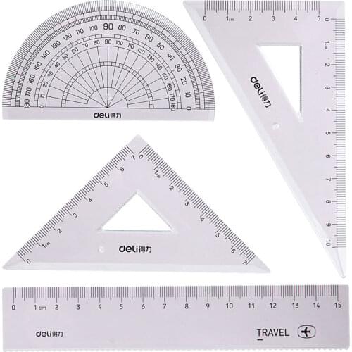 Deli 79513 animal multifunctional drawing combination ruler + triangle ruler + protractor, student supplies