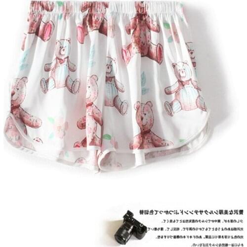 Fashion cartoon print casual shorts womens sleep shorts ice silk pajamas summer home beach shorts pajamas loose shorts pajamas
