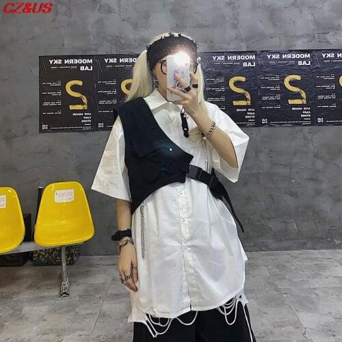 Fashion Vest 2021 Summer Korean version wearing Black All-match Tank Jacket Small Jacket Gilet GOTH Clothes Irregular Waistcoat