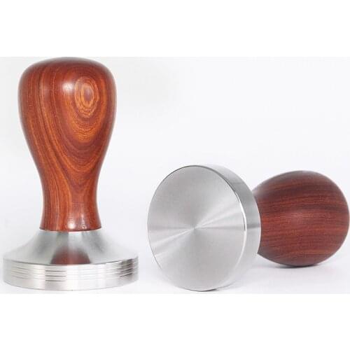 Food Grade Coffee Powder Hammer 49/51/58mm Wooden Handle Bean Tampers Flat Rippler Tamper Mat Wholesale