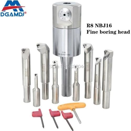 Set R8 Metric M12 Inch M7/16 LBK6 Machining Center CNC Tool Holder NBJ16 Fine-Tuning Boring Head 8 SBJ16 8-46mm Boring Bar