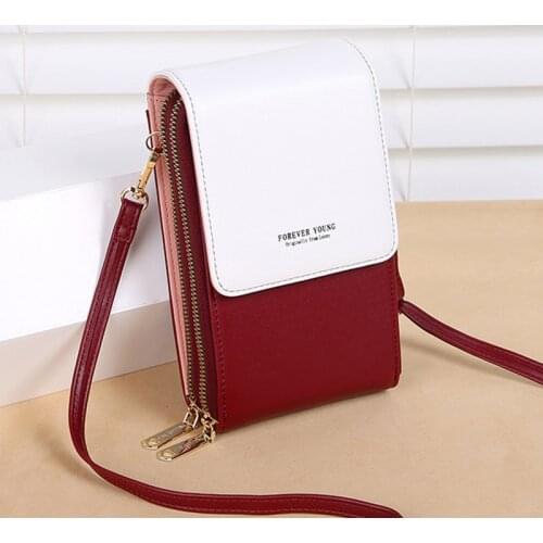 2021 New Designer Constrast Color PU Leather Crossbody Bag For Women Mini Handbag Ladies Small Shoulder Bag Cellphone Wallet
