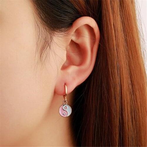 New Tai Chi Clip Earrings for Women Multi-Color Acrylic Punk Earrings Ear Jewelry Accessories