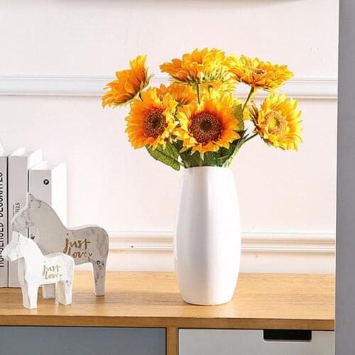 New Artificial Flower Multi-use Bright-colored Faux Silk Flower Simulation Sunflower Display for Gifts Fake Flowers Decoration