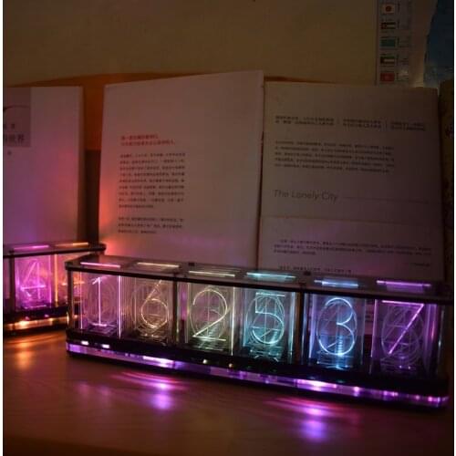 Time tube Glow tube Quasi-glow tube clock LED digital solid wood Chinese night light bar atmosphere light Brightness adjustable