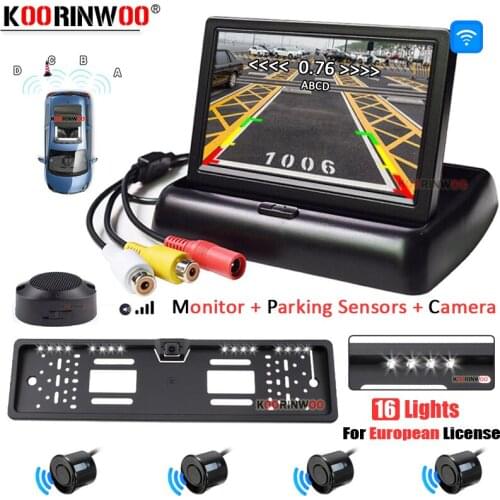 Koorinwoo Frame For Car Number Parking Sensors 16 LED Lights Camera Rear view Intelligent car systems connected systems Monitor