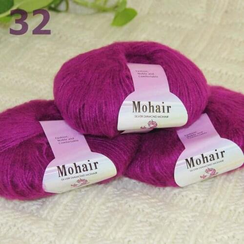 Sale New 3BallsX25g Luxury Soft Mohair Warm Wrap Shawl Hand Knit Crochet Yarn 291-32 Fuchsia