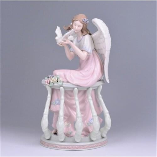 Hand-painted Ceramic Angel Pigeon Spanish Elegant Porcelain Figure Ornaments Office Decorations Birthday Gifts