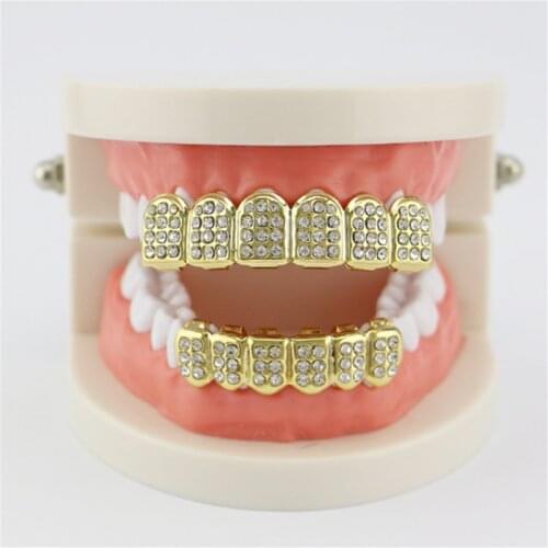 Rhinestone Top Bottom Teeth Set Hip Hop Teeth Cap Bling Shiny Tooth Dental Decor Halloween Christmas Party Jewelry