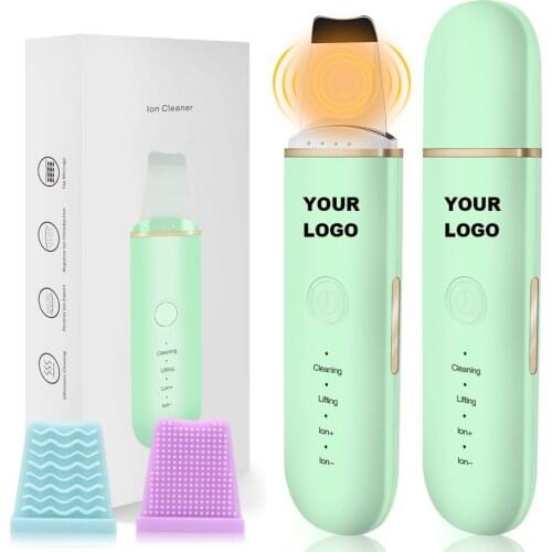 Ultrasonic Skin Scrubber Facial Cleaner Ion Acne Blackhead Remover Peeling Shovel Cleaner Facial Massager Scraper Face Lifting
