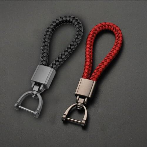 Universal Car Fob Keychain Metal Keyring Braided Rope Keychain