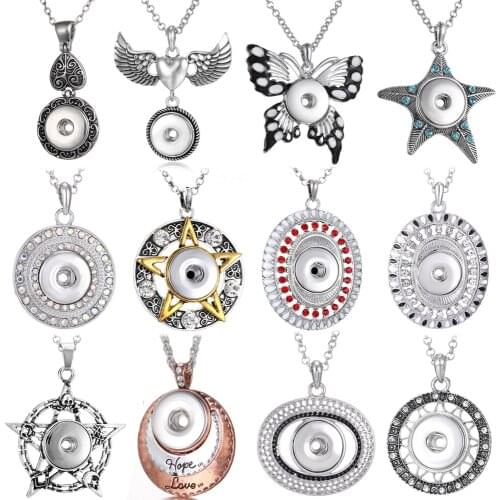 New Snap Button Jewelry Necklaces Vintage Metal 18mm Snap Necklace DIY Snap Jewelry Necklace Pendant Buttons Jewelry