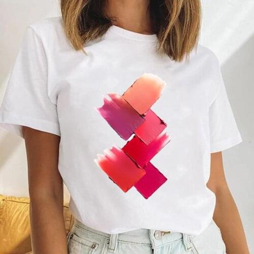 Women Make Up Beauty Trend Life Cute Female Short Sleeve Cartoon Clothes Tops Print Cute Ladies Tees Tshirt Graphic T-Shirt