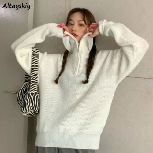 Pullovers Women Korean Style High Street Spring Ladies Ulzzang Casual Cozy Simple Long Sleeve Knitted Mujer Stylish Fashion Kpop