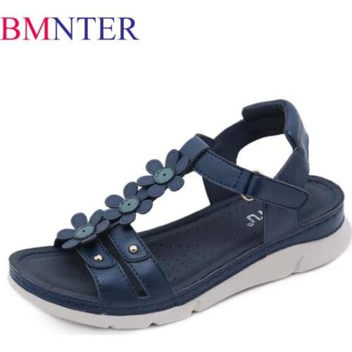 BMNTERWomen sandals summer flat pearl sandals flip flops rome shoes string bead slippers mujer gladiator sandalias sapatos femin