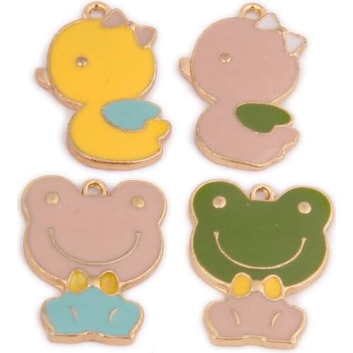 10pcs Diy enamel frog duck charms metal alloy pond animal pendant for bracelet/earring/necklace metal handmade jewelry making