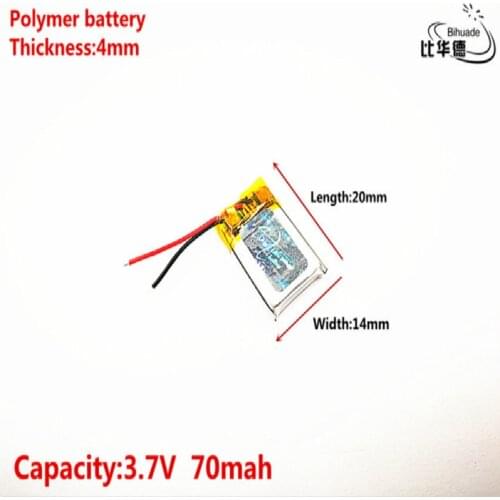 10pcs [SD] 3.7V,70mAH,[401420] Polymer lithium ion / Li-ion battery for TOY,POWER BANK,GPS,mp3,mp4,cell phone,speaker
