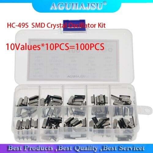 10Values HC-49S Quartz Resonator SMD Crystal Oscillator Kit 4MHz 6MHz 8MHz 12MHz 16MHz 24MHz 25MHz 48MHz 2Pin diy electronic set