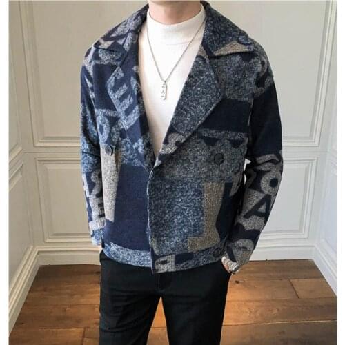 2021 Brand clothing Fashion Male winter keep warm Woolen cloth coat/Mens slim fit High quality Printed woolen coats clothing