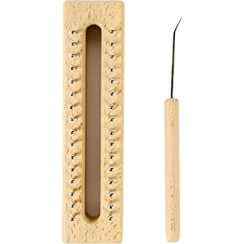 32 Pins Wooden Knitting Loom Board Hook Kit Needle DIY Craft for Sock Hats Scarves Weaving Tool