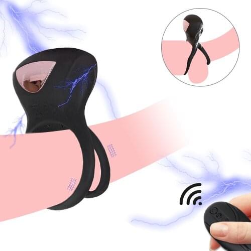 5-Frequency Electric Shock Penis Ring Delayed Ejaculation Cock Ring Vibrator Glans Massage Stimulator Erotic Sex Toys for Man