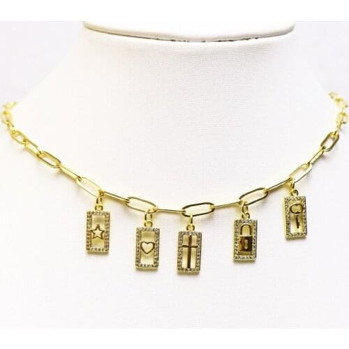 5 Pcs Gold necklace Handmade jewelry necklace Fashion jewelry necklace pendant necklace jewelry Trendy necklace Gift 58008