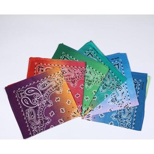 55x55cm Unisex Cycling Outdoor Square Bandanas Tie-Dye Gradient Colorful Hip-Hop Neckerchief Retro Paisley Floral Print Headwrap