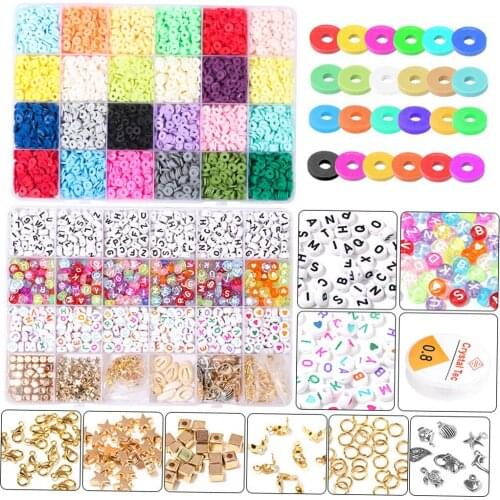 5848 Pcs Clay Heishi Beads Round Polymer Clay Beads Jewelry Marking Material Supplies for Bracelets Necklace 24 Colors