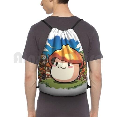 Maplestory Orange Mushroom! Backpack Drawstring Bag Riding Climbing Gym Bag Maplestory Maplestory2 2 Story Maple Game Games