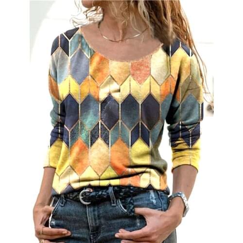 Fashion Elegant Women Blouses Round-neck Patchwork Retro Print Long Sleeves 2021 Spring Shirt Blouse Ladies Blusa