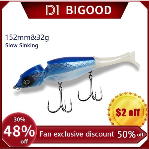 D1Fishing slowly sinking 152mm 32g saltwater pencil bass trout pike big baits Fishing tools Wobbler Lure