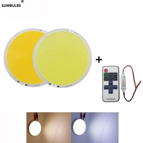 Dimmable DC 12V 50W High Power 108mm Round Super Bright COB LED Panel Small Sun with Controller Lamp Cold White Light