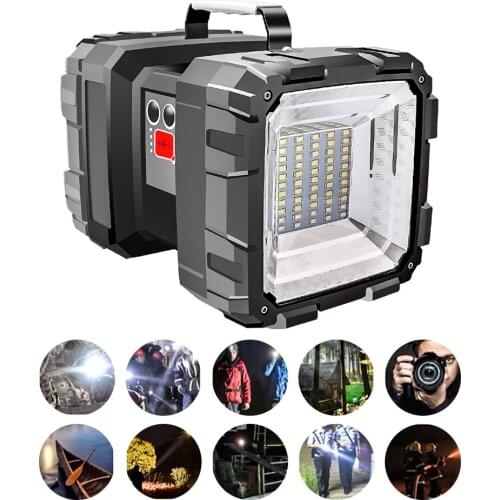 Double Head Flashlight Portable Searchlight USB Rechargeable Power Bank Handheld Outdoor Emergency Led Flashlights Hunting Light