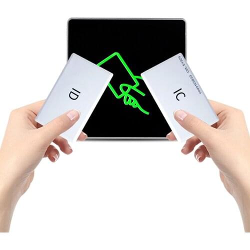 Tempered glass surface dual frequency RFID card reader Wigan26/34 13.56MHZ+125Khz access control card reader