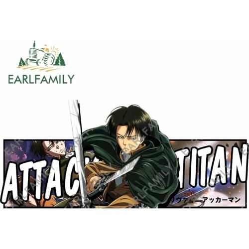 EARLFAMILY 13cm x 5.7cm for Attack on Titan Levi Ackerman VAN Car Stickers Surfboard Motorcycle Decal Windshield Anime Vinyl