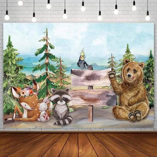 Wild One Baby Shower Backdrop Safari Birthday Forest Jungle Bear Banner Photography Background Photostudio Decor Props Photozone