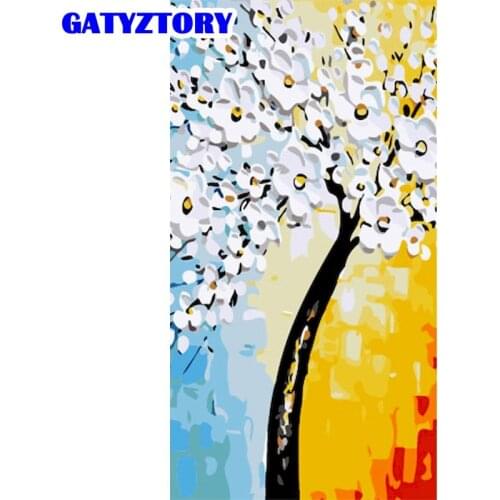 GATYZTORY Color Tree Landscape DIY Oil Painting By Numbers Kits For Kids Hand Painted 40x50cm Frame Home Decoration Wall Picture