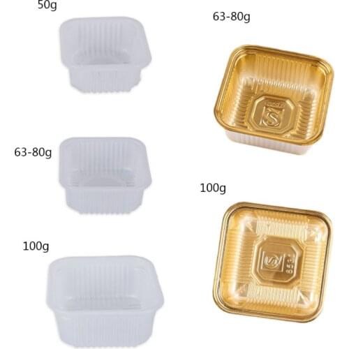100pcs 50/63-80/100g Square Moon Cake Tray Mooncake Package Box Container Holder