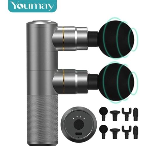 Massage Gun Deep Tissue Percussion Mini Double Head Aluminum Muscle Massager For Pain Relief Fascia Gun Electric Body Massager