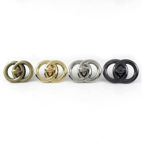 Metal Double circle Twist Turn Lock Clasp Buckle for Leather Craft Women Bag Handbag Purse DIY Hardware Accessories