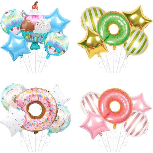 5 pieces of decorative summer ice cream candy balloon set pool party donut balloon balloon birthday party decoration balloon