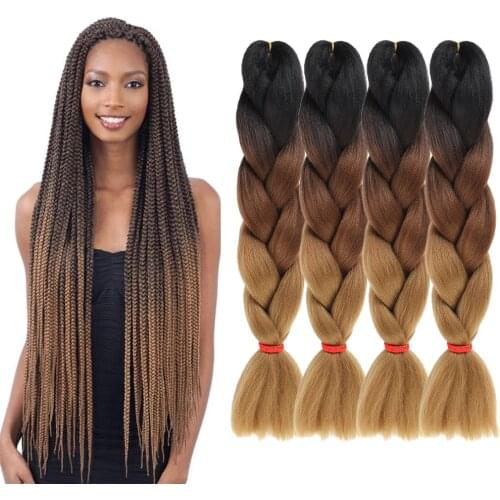 Natifah Jumbo Braids Kanekalon 24 Inch Color Braiding Synthetic Hair Extensions Braid Hair for 100 Colors Heat Resistant Fiber