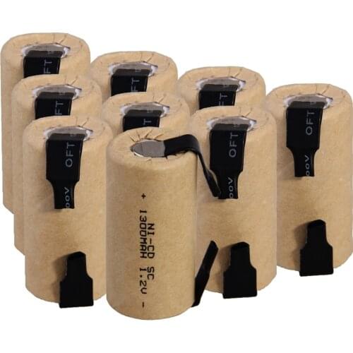 NICD 1300mAh akkumulator SC batteries flat top sub C battery welding tabs 1.2V for electric tools for makita soldering tape
