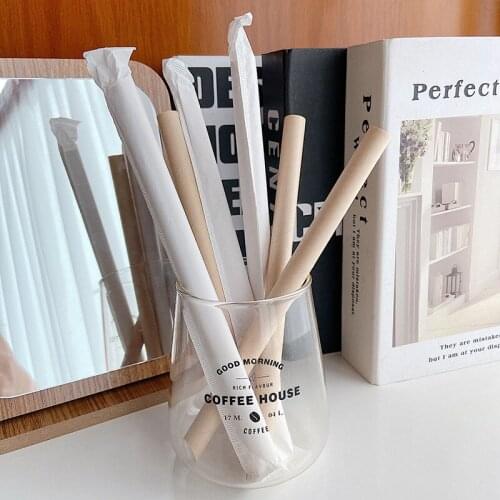 Disposable Paper Straws Milk Tea Straws Thick Straws Independent Packaging Pthick Sharp-mouth Degradable Straws