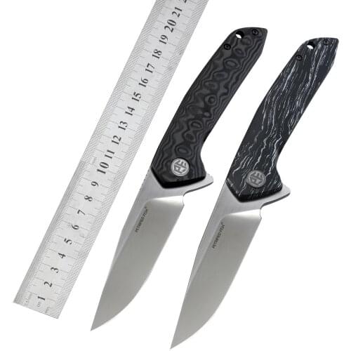 Original Petrified fish 989 K110 steel folding knife Damask pattern handle Hunting knives ceramics ball bearings EDC tools