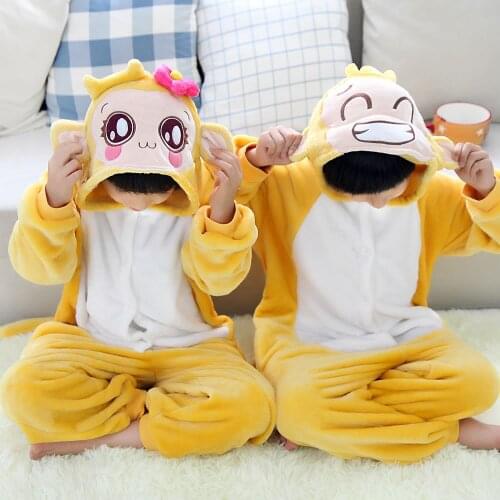 Yellow Monkey Pajamas Children Unisex pijamas Boy Girl Kid Cartoon Animal Pyjama Onesie Sleepwear Hoodie